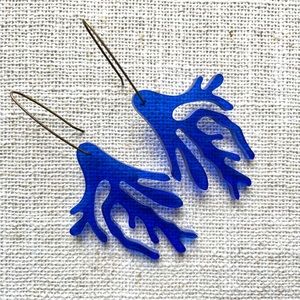 Electric blue CORAL acrylic earrings